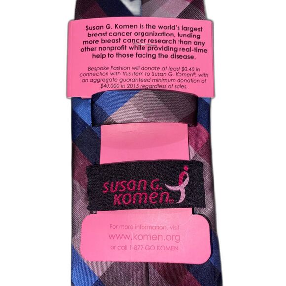 Susan G Komen Tie Pink Blue Knots for Hope Breast Cancer Awareness NWT - Picture 3 of 4